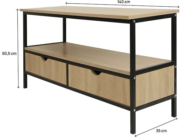 HABITAT ET JARDIN - Meuble TV avec tiroir style industriel "Detroit" - 113 x 40 x 55 cm - Beige - large