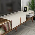 HABITAT ET JARDIN - Meuble TV en bois "Milan" - 180 x 35 x 40 cm - Crème de noix - vignette