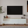 HABITAT ET JARDIN - Meuble TV en bois "River" - 150 x 31 x 48 cm - Blanc - vignette