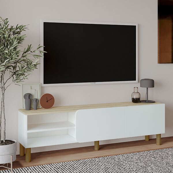 HABITAT ET JARDIN - Meuble TV en bois "River" - 150 x 31 x 48 cm - Blanc - large