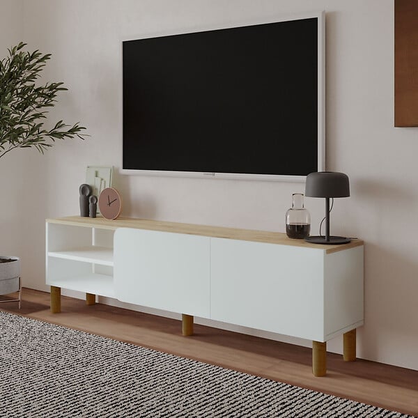HABITAT ET JARDIN - Meuble TV en bois "River" - 150 x 31 x 48 cm - Blanc - large