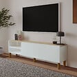 HABITAT ET JARDIN - Meuble TV en bois "River" - 150 x 31 x 48 cm - Blanc - vignette