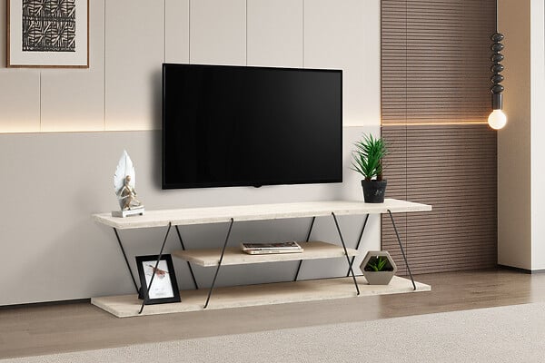 HABITAT ET JARDIN - Meuble TV en bois "Canaz" - 120 x 30 x 33 cm - Beige - large
