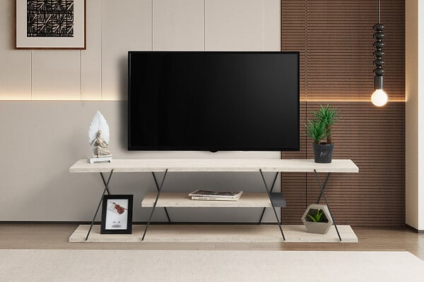 HABITAT ET JARDIN - Meuble TV en bois "Canaz" - 120 x 30 x 33 cm - Beige - large