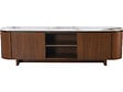 HABITAT ET JARDIN - Meuble TV en bois avec plateau en céramique "Stonea" - 200 x 40 x 55 cm - Marron - vignette
