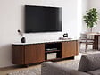 HABITAT ET JARDIN - Meuble TV en bois avec plateau en céramique "Stonea" - 200 x 40 x 55 cm - Marron - vignette