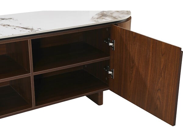HABITAT ET JARDIN - Meuble TV en bois avec plateau en céramique "Stonea" - 200 x 40 x 55 cm - Marron - large