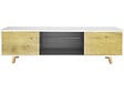 HABITAT ET JARDIN - Meuble TV LED "Inna" - 140 x 42 x 45 cm - Blanc/Chêne - vignette