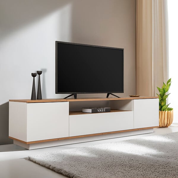 HABITAT ET JARDIN - Meuble TV en bois "Veramont" - 180 x 44 x 44 cm - Marron - large