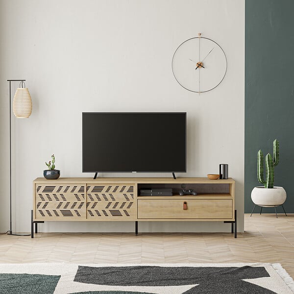 HABITAT ET JARDIN - Meuble TV en bois "Dionysos" - 170 x 45 x 48 cm - Beige - large