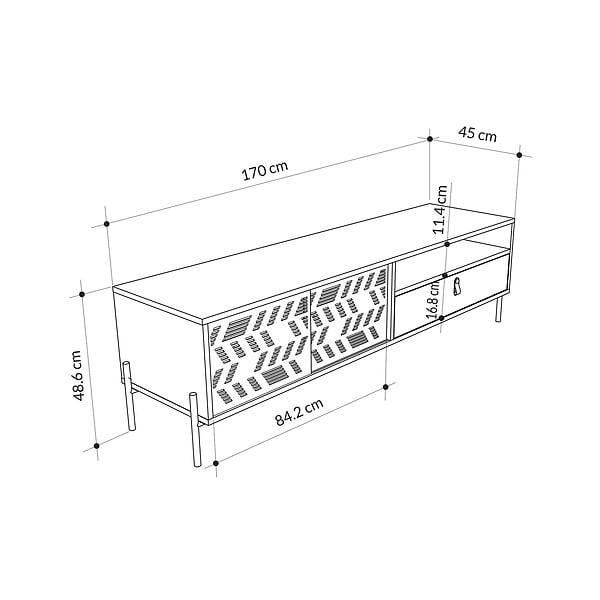 HABITAT ET JARDIN - Meuble TV en bois "Dionysos" - 170 x 45 x 48 cm - Beige - large
