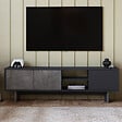 HABITAT ET JARDIN - Meuble TV en bois "Ravello" - 150 x 30 x 45 cm - Gris anthracite - vignette