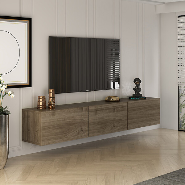 HABITAT ET JARDIN - Meuble TV en bois "West" - 150 x 32 x 30 cm - Noyer - large