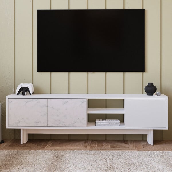 HABITAT ET JARDIN - Meuble TV en bois "Ravello" - 150 x 30 x 45 cm - Blanc - large