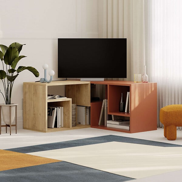 HABITAT ET JARDIN - Meuble TV modulable en bois "Glis" - 145 x 35 x 44 cm - Terracotta - large