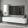 HABITAT ET JARDIN - Meuble TV avec étagère murale en bois "Sema" - 160 x 30 x 35 cm - Blanc - vignette