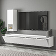 HABITAT ET JARDIN - Meuble TV avec étagère murale en bois "Sema" - 160 x 30 x 35 cm - Blanc - vignette