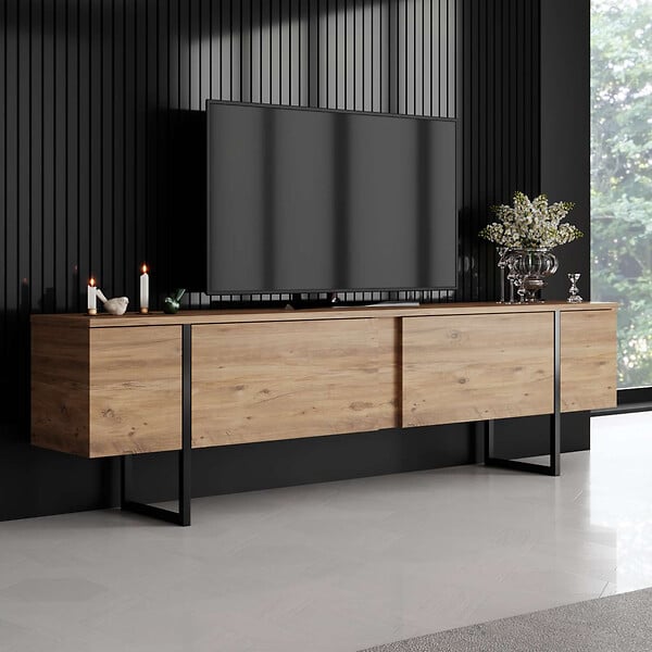 HABITAT ET JARDIN - Meuble TV en bois "Luxe" - 180 x 30 x 50 cm - Marron - large