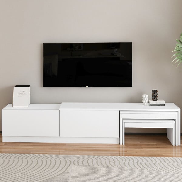 HABITAT ET JARDIN - Meuble TV en bois "Nest" - 180 x 30 x 36 cm - Blanc - large