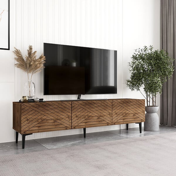 HABITAT ET JARDIN - Meuble TV en bois "Felix" - 160 x 31 x 44 cm - Marron - large