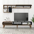 HABITAT ET JARDIN - Meuble TV en bois "Milan" - 180 x 35 x 40 cm - Noyer, Anthracite - vignette