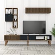 HABITAT ET JARDIN - Meuble TV en bois "Milan" - 180 x 35 x 40 cm - Noyer, Anthracite - vignette