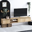 HABITAT ET JARDIN - Meuble TV suspendu avec étagère murale en bois "Heka" - 180 x 30 x 25 cm - Beige - vignette
