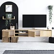 HABITAT ET JARDIN - Meuble TV suspendu avec étagère murale en bois "Heka" - 180 x 30 x 25 cm - Beige - vignette