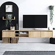 HABITAT ET JARDIN - Meuble TV suspendu avec étagère murale en bois "Heka" - 180 x 30 x 25 cm - Beige - vignette