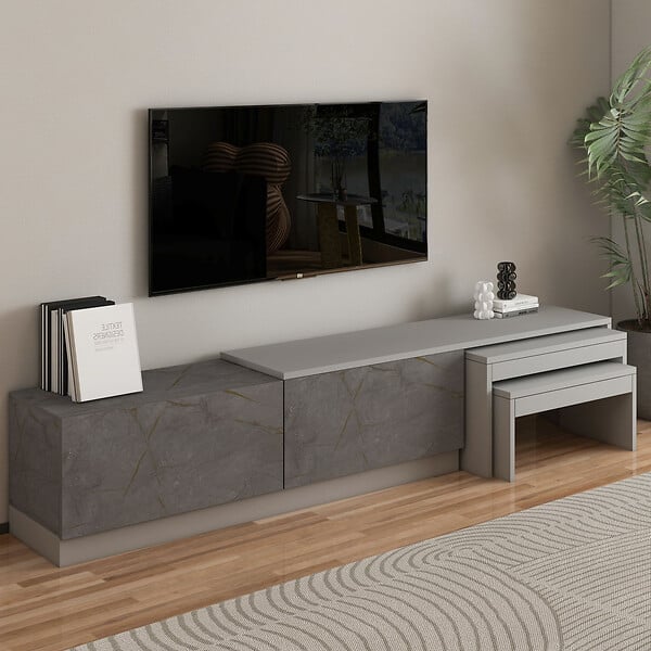 HABITAT ET JARDIN - Meuble TV en bois "Nest" - 180 x 30 x 36 cm - Gris - large