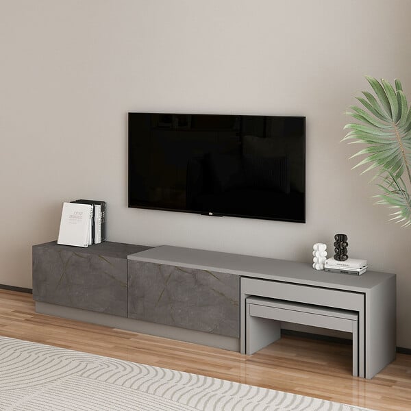 HABITAT ET JARDIN - Meuble TV en bois "Nest" - 180 x 30 x 36 cm - Gris - large