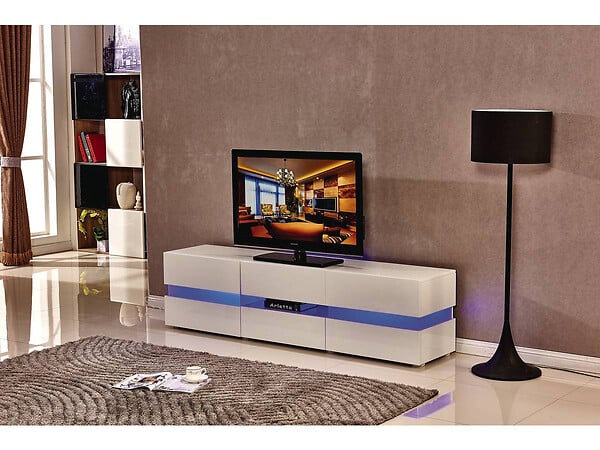 HABITAT ET JARDIN - Meuble TV LED "Vida' - 177 x 39 x 45 cm - Blanc laqué - large