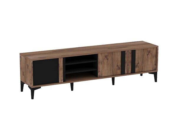 HABITAT ET JARDIN - Meuble TV en bois "Mengu" - 180 x 40 x 50 cm - Atlantique, Anthracite - large
