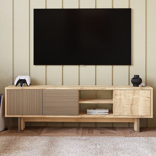 HABITAT ET JARDIN - Meuble TV en bois "Ravello" - 150 x 30 x 45 cm - Beige - large