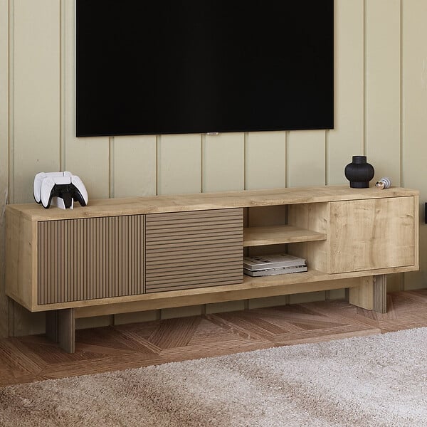 HABITAT ET JARDIN - Meuble TV en bois "Ravello" - 150 x 30 x 45 cm - Beige - large