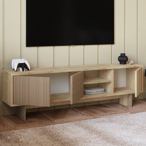 HABITAT ET JARDIN - Meuble TV en bois "Ravello" - 150 x 30 x 45 cm - Beige - large