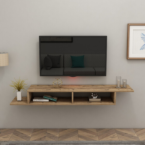 HABITAT ET JARDIN - Meuble TV en bois "Muson" - 120 x 29 x 18 cm - Pin Atlantique - large