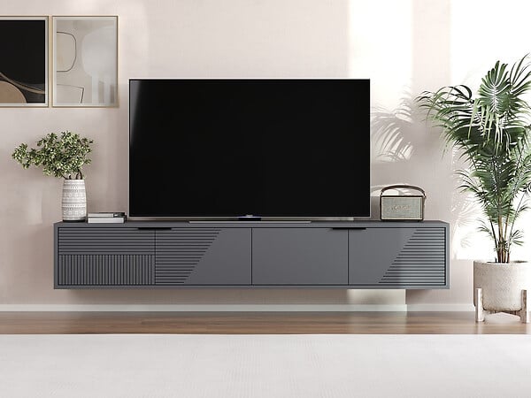 HABITAT ET JARDIN - Meuble TV en bois "Parla" 180 x 30 x 30 cm - Anthracite - large