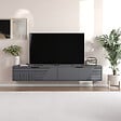 HABITAT ET JARDIN - Meuble TV en bois "Parla" 180 x 30 x 30 cm - Anthracite - vignette