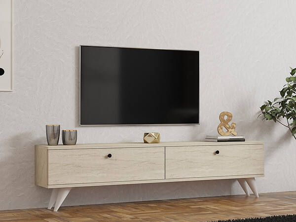 HABITAT ET JARDIN - Meuble TV en bois "Parlak" - 160 x 25 x 40 cm - Beige - large
