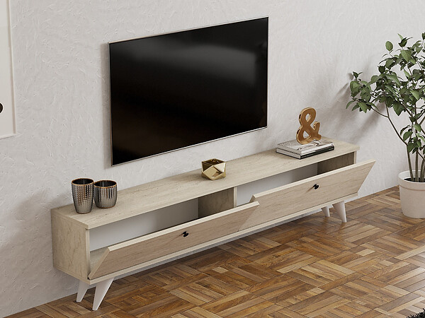 HABITAT ET JARDIN - Meuble TV en bois "Parlak" - 160 x 25 x 40 cm - Beige - large