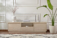 HABITAT ET JARDIN - Meuble TV en bois "Vanguard" - 160 x 29 x 42 cm - Travertin - vignette