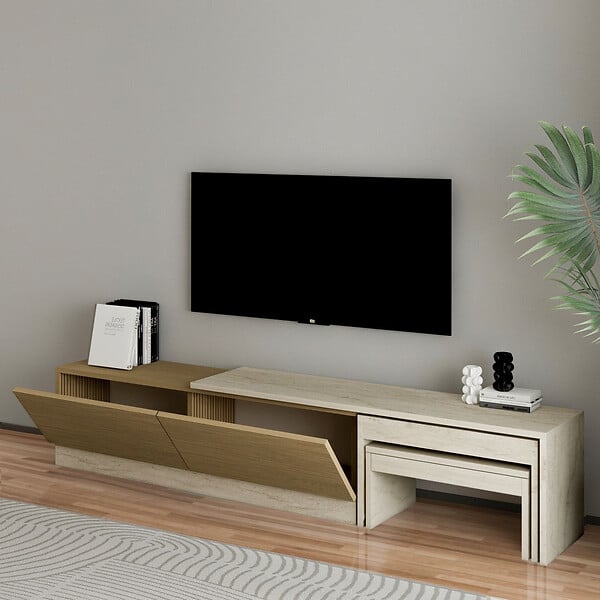 HABITAT ET JARDIN - Meuble TV en bois "Nest" - 180 x 30 x 36 cm - Beige - large