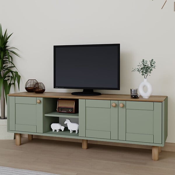 HABITAT ET JARDIN - Meuble TV en bois "Mia" - 160 x 40 x 56 cm - Vert - large