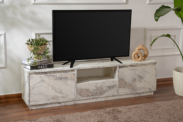 HABITAT ET JARDIN - Meuble TV en bois "Vanguard" 160 x 30 x 42 cm - Marbre de Freesia - large