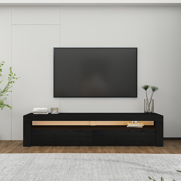HABITAT ET JARDIN - Meuble TV en bois "Bati" - 150 x 36 x 46 cm - Noir - large