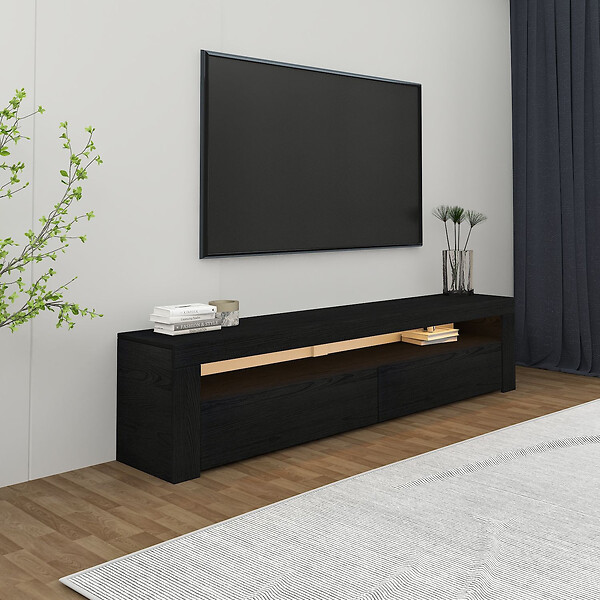 HABITAT ET JARDIN - Meuble TV en bois "Bati" - 150 x 36 x 46 cm - Noir - large