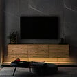 HABITAT ET JARDIN - Meuble TV suspendu en bois avec éclairage LED "Neon illuminated" - 160 x 32 x 35 cm - Marron - vignette