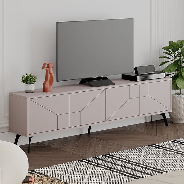 HABITAT ET JARDIN - Meuble TV en bois "Dune" - 180 x 29 x 50 cm - Moka clair - large