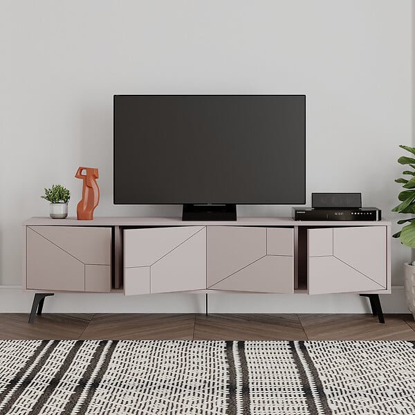 HABITAT ET JARDIN - Meuble TV en bois "Dune" - 180 x 29 x 50 cm - Moka clair - large